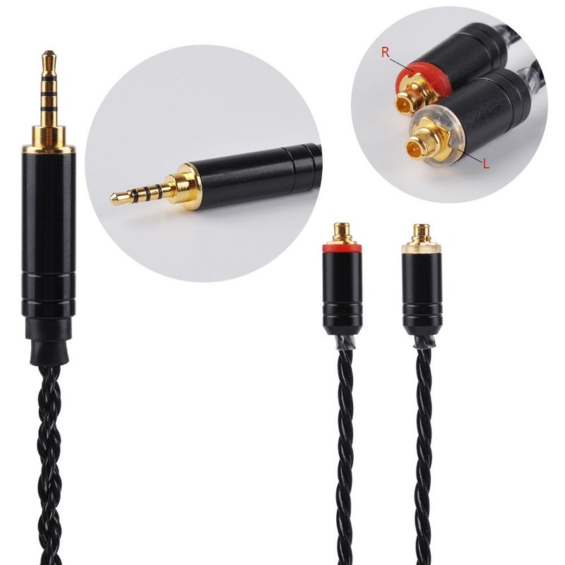 Kinboofi 6 Core Balanced Silver Plated Replacement Cable, Black MMCX Detachable Earphone Cable Replacement Earphone Wire for Shure 846 535 215 315 425 MAGAOSI K5 LZA4 A5 (2.5mm Audio Jack, MMCX) - Image 3